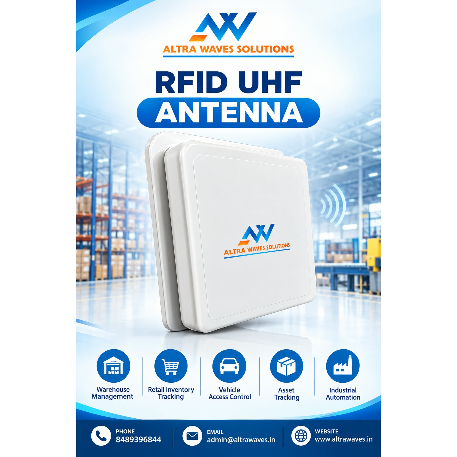 RFID UHF antenna for long-range tag reading and inventory tracking